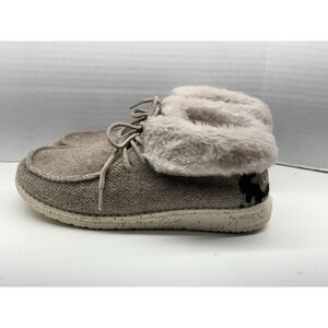 Hey Dude Women's Sz 6 Britt Leopard Trim w/ Fold‎ Down Faux Fur Lining Shoes